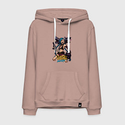 Толстовка-худи хлопковая мужская Джинкс League of Legends, цвет: пыльно-розовый