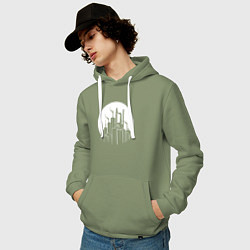 Толстовка-худи хлопковая мужская Лунный завод, цвет: авокадо — фото 2