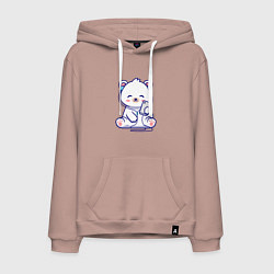 Толстовка-худи хлопковая мужская Music white bear, цвет: пыльно-розовый
