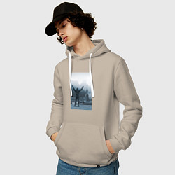 Толстовка-худи хлопковая мужская Рокки, цвет: миндальный — фото 2