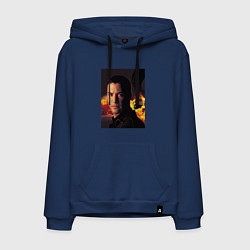 Толстовка-худи хлопковая мужская Скорость - Киану Ривз, цвет: тёмно-синий