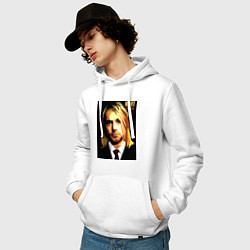Толстовка-худи хлопковая мужская Cobain Art, цвет: белый — фото 2
