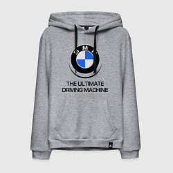 Толстовка-худи хлопковая мужская BMW Driving Machine, цвет: меланж