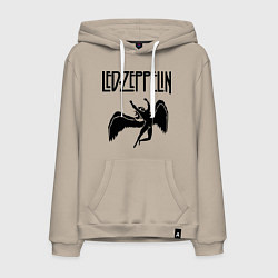 Толстовка-худи хлопковая мужская Led Zeppelin, цвет: миндальный