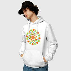 Толстовка-худи хлопковая мужская Цветок лотоса мозаика, цвет: белый — фото 2