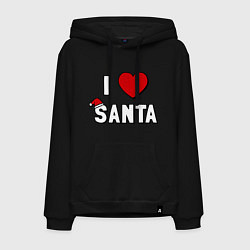 Толстовка-худи хлопковая мужская I love santa, цвет: черный