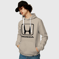 Толстовка-худи хлопковая мужская Honda logo, цвет: миндальный — фото 2