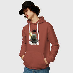 Толстовка-худи хлопковая мужская РВСН: Привет Америке, цвет: кирпичный — фото 2