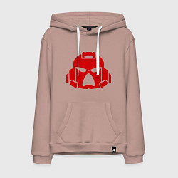 Толстовка-худи хлопковая мужская Шлем Космодесанта, цвет: пыльно-розовый