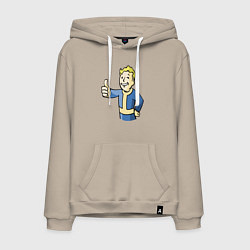 Толстовка-худи хлопковая мужская Fallout vault boy, цвет: миндальный