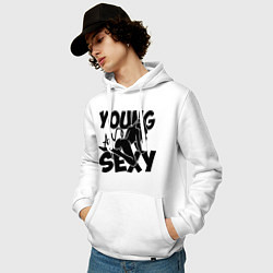 Толстовка-худи хлопковая мужская Young & Sexy, цвет: белый — фото 2