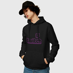 Толстовка-худи хлопковая мужская Twitch Logo, цвет: черный — фото 2