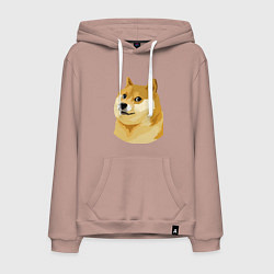Толстовка-худи хлопковая мужская Doge, цвет: пыльно-розовый