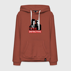 Толстовка-худи хлопковая мужская True Detective, цвет: кирпичный