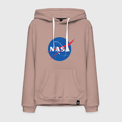 Толстовка-худи хлопковая мужская NASA: Logo, цвет: пыльно-розовый