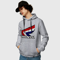 Толстовка-худи хлопковая мужская Honda, цвет: меланж — фото 2