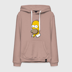 Толстовка-худи хлопковая мужская Sad Homer, цвет: пыльно-розовый