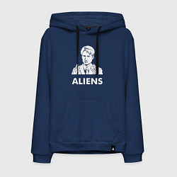 Толстовка-худи хлопковая мужская Mulder Aliens, цвет: тёмно-синий