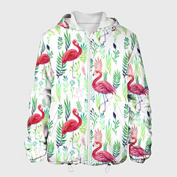 Куртка с капюшоном мужская Цветы и бабочки 2, цвет: 3D-белый