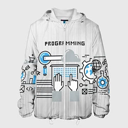 Куртка с капюшоном мужская Программирование 2, цвет: 3D-белый