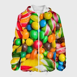 Куртка с капюшоном мужская Сладкие конфетки, цвет: 3D-белый