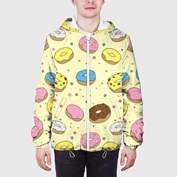 Куртка с капюшоном мужская Сладкие пончики, цвет: 3D-белый — фото 2