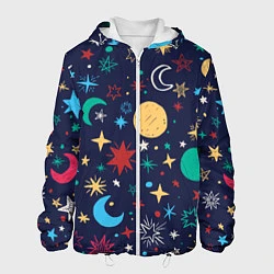 Куртка с капюшоном мужская Звездное небо, цвет: 3D-белый