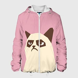 Куртка с капюшоном мужская Grumpy cat pink, цвет: 3D-белый