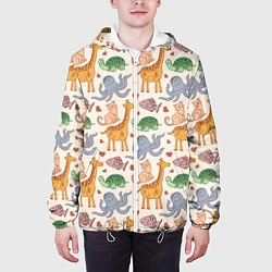 Куртка с капюшоном мужская Летние зверьки, цвет: 3D-белый — фото 2