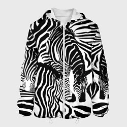 Куртка с капюшоном мужская Полосатая зебра, цвет: 3D-белый