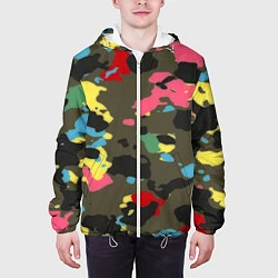 Куртка с капюшоном мужская Цветной камуфляж, цвет: 3D-белый — фото 2