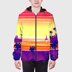 Куртка с капюшоном мужская Гавайский вечер, цвет: 3D-черный — фото 2