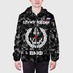 Куртка с капюшоном мужская ВМФ: Служу России, цвет: 3D-черный — фото 2