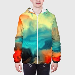 Куртка с капюшоном мужская Разноцветная акварель, цвет: 3D-белый — фото 2