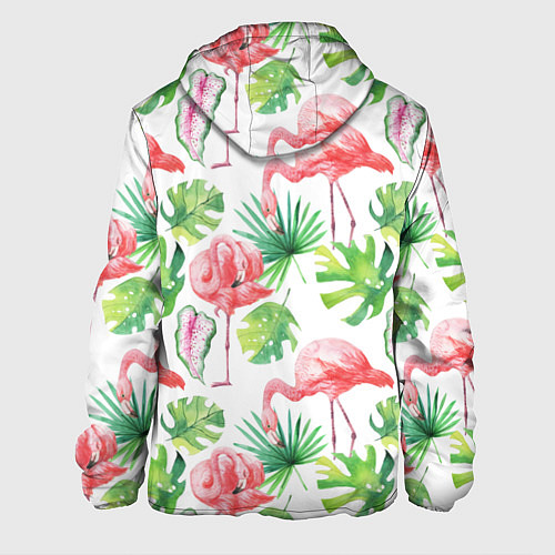 Мужская куртка Фламинго в тропиках / 3D-Белый – фото 2
