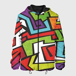 Куртка с капюшоном мужская Цветные граффити, цвет: 3D-черный