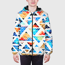 Куртка с капюшоном мужская Космические треугольники, цвет: 3D-черный — фото 2