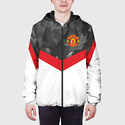 Куртка с капюшоном мужская Man United FC: Grey Polygons, цвет: 3D-черный — фото 2