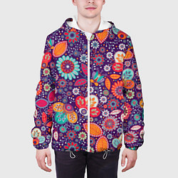 Куртка с капюшоном мужская Цветочный взрыв, цвет: 3D-белый — фото 2