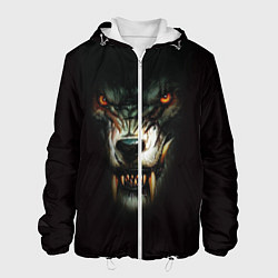 Куртка с капюшоном мужская Оскал волка, цвет: 3D-белый