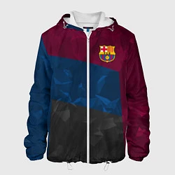 Куртка с капюшоном мужская FC Barcelona: Dark polygons, цвет: 3D-белый