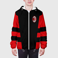 Куртка с капюшоном мужская АC Milan: Black Sport, цвет: 3D-белый — фото 2