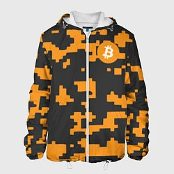 Куртка с капюшоном мужская Bitcoin: Orange Camo, цвет: 3D-белый
