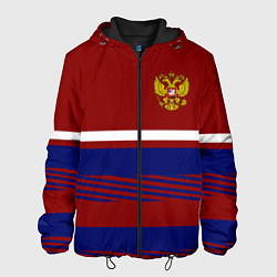 Куртка с капюшоном мужская Герб РФ: Красный стиль, цвет: 3D-черный