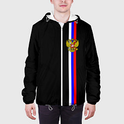 Куртка с капюшоном мужская Лента с гербом России, цвет: 3D-белый — фото 2