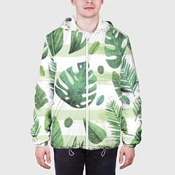 Куртка с капюшоном мужская Тропические джунгли, цвет: 3D-белый — фото 2