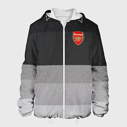 Куртка с капюшоном мужская ФК Арсенал: Серый стиль, цвет: 3D-белый