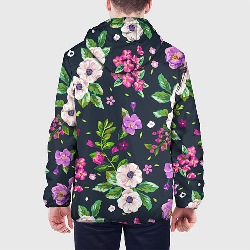 Мужская куртка Пурпурные цветы / 3D-Черный – фото 4