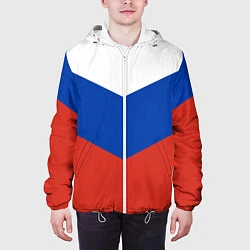 Куртка с капюшоном мужская Российский триколор, цвет: 3D-белый — фото 2
