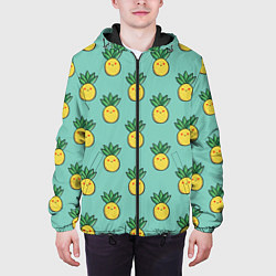 Куртка с капюшоном мужская Веселые ананасы, цвет: 3D-черный — фото 2